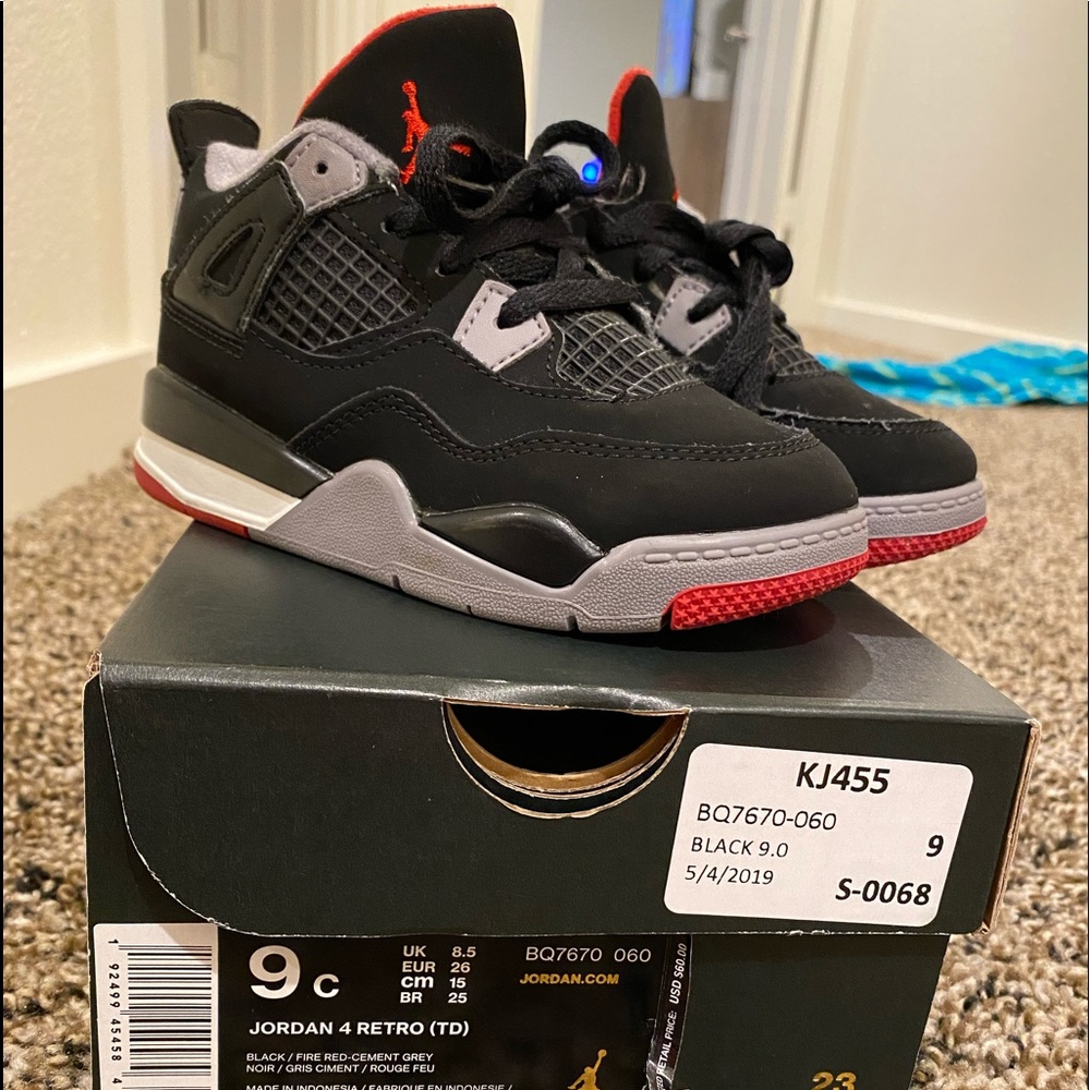 Jordan 4 Retro Bred 2019 Toddler 9C